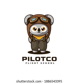 Vector Logo Illustration Koala Mascot Cartoon Style.