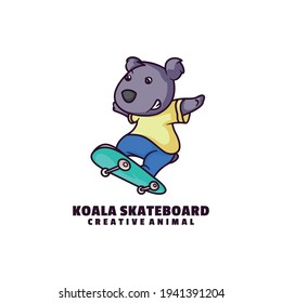 Vector Logo Illustration Koala Mascot Cartoon Style.