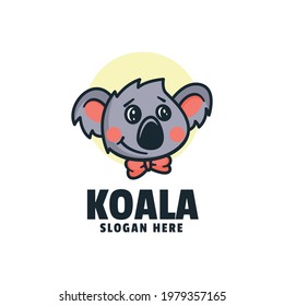 Vector Logo Illustration Koala Mascot Cartoon Style.