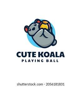 Vector Logo Illustration Koala Mascot Cartoon Style.