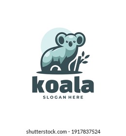 Vector Logo Illustration Koala Simple Mascot Style.