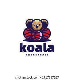 Vector Logo Illustration Koala Simple Mascot Style.