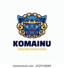 Vector Logo Ilustración Komainu Mascota Estilo de dibujos animados