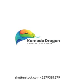 Vector Logo Illustration Komodo Dragon Gradient Colorful Style.