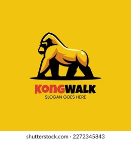 Vector Logo Illustration Kong Walk Simple Mascot Style