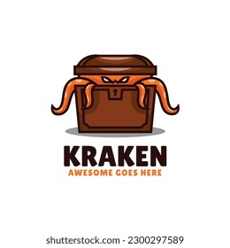 Vector Logo Illustration Kraken Mascot Cartoon Style.