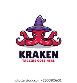 Vector Logo Illustration Kraken Mascot Cartoon Style.