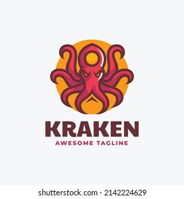 Vector Logo Illustration Kraken Simple Mascot Style.