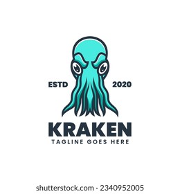 Vector Logo Illustration Kraken Simple Mascot Style.