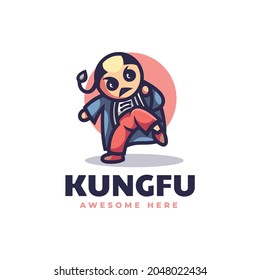 Vector Logo Illustration Kungfu Mascot Cartoon Style.