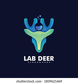 Vector Logo Illustration Lab Deer Gradient Colorful Style.