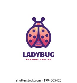 Vector Logo Illustration Ladybug Gradient Colorful Style.