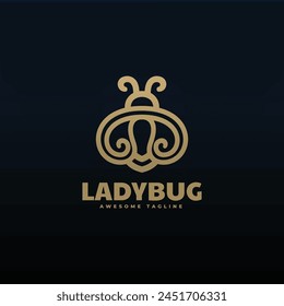 Vector Logo Illustration Ladybug Line Art Style.