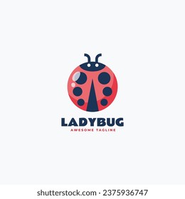 Vector Logo Illustration Ladybug Simple Mascot Style.