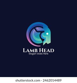Vector Logo Illustration Lamb Head Gradient Colorful Style.