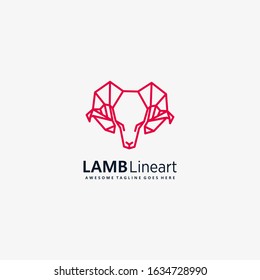 Vector Logo Illustration Lamb Line Art Style