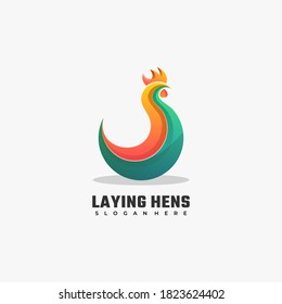 Vector Logo Illustration Laying Hens Gradient Colorful Style.