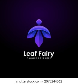 Vector Logo Illustration Leaf Fairy Gradient Colorful Style.