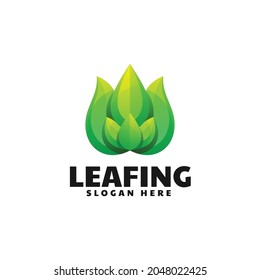 Vector Logo Illustration Leaf Gradient Colorful Style.