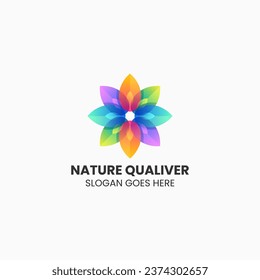 Vector Logo Illustration Leaf Gradient Colorful Style