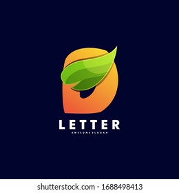 Letra de hoja de ilustración con logotipo vectorial Estilo de color degradado.