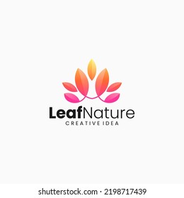 Vector Logo Illustration Leaf Nature Gradient Colorful Style.