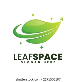 Vector Logo Illustration Leaf Space Gradient Colorful Style.