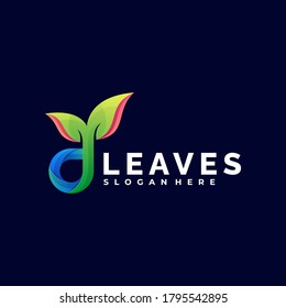Vector Logo Illustration Leaves Gradient Colorful Style.