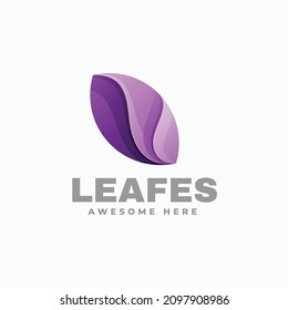 Vector Logo Illustration Leaves Gradient Colorful Style.