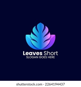 Vector Logo Illustration Leaves Short Gradient Colorful Logo