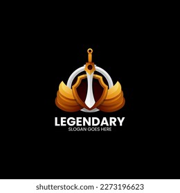 Vector Logo Illustration Legendary Sword Gradient Colorful Style
