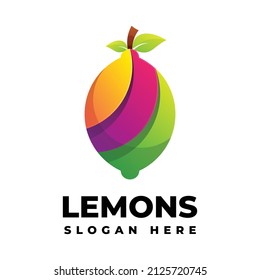 Vector Logo Illustration Lemon Gradient Colorful Style.