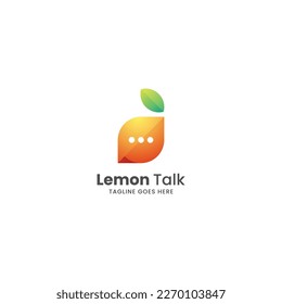 Vector Logo Illustration Lemon Talk Gradient Colorful Style.
