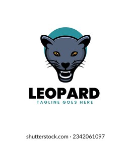 Vector Logo Illustration Leopard Simple Mascot Style.