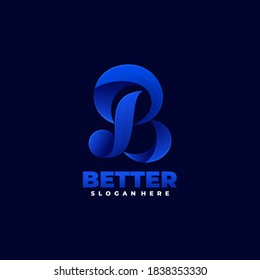 Vector Logo Illustration Letter B Gradient Colorful Style.