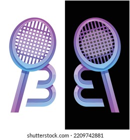 Letra de la ilustración del logotipo del vector b estilo colorido gradiente de bádminton