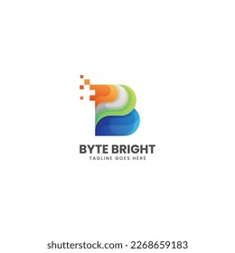 Vector Logo Illustration Letter B Gradient Colorful Style.