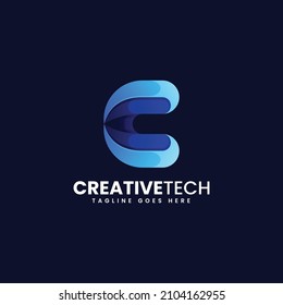 Vector Logo Illustration Letter C Gradient Colorful Style.
