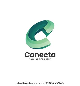 Vector Logo Illustration Letter C Gradient Colorful Style.