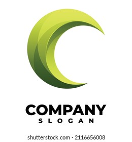 Vector Logo Illustration Letter C Gradient Colorful Style.