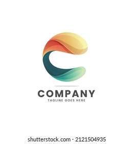 Vector Logo Illustration Letter C Gradient Colorful Style.