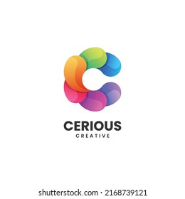 Vector Logo Illustration Letter C Gradient Colorful Style.