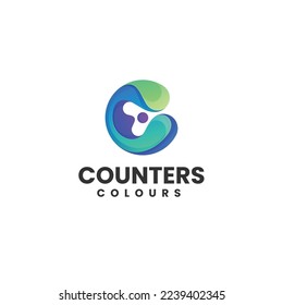 Vector Logo Illustration Letter C Gradient Colorful Style