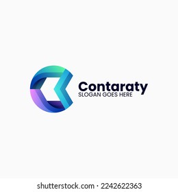 Vector Logo Illustration Letter C Gradient Colorful Style.