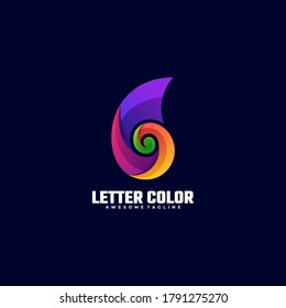 Vector Logo Illustration Letter Color Gradient Colorful Style.