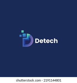 Vector Logo Illustration Letter D Gradient Colorful Style.