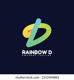 Vector Logo Illustration Letter D Gradient Colorful Style.
