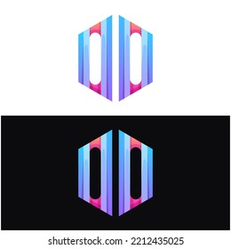 Ilustración del logotipo del vector letra d d d bello ajuste estilo colorido