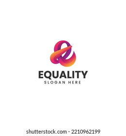 Vector Logo Illustration Letter E Gradient Colorful Style