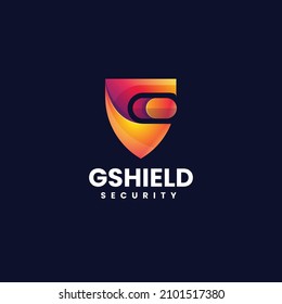 Vector Logo Illustration Letter G Shield Gradient Colorful Style.